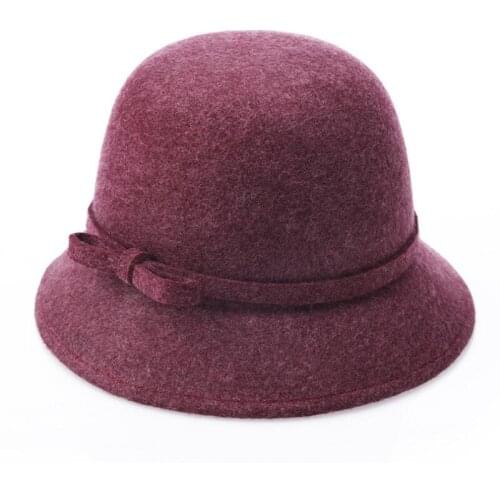 Fall Winter Women Fedora Caps Vintage Sun Hats For Woman Lady Wide Brim 100% Wool Felt Bowknot Hat For Women New Hat