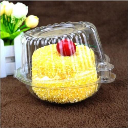 Plastic disposable plastic muffn Box wth snap lid, Transparent Pastry box, cupcake cake box with lid 9CM*9CM 100PCS