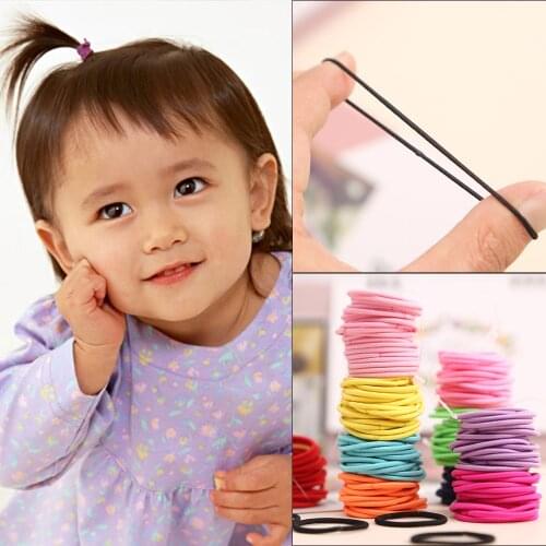 100Pcs/lot Colorful Child Kids Hair Holders Cute Rubber Hair Band Elastics Accessories Girl Women Charms Tie Gum Baby Headband