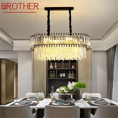 BROTHER Luxury Chandelier Fixtures Modern Oval Crystal Pendant Lamp Light Home LED for Dining Room Decoration