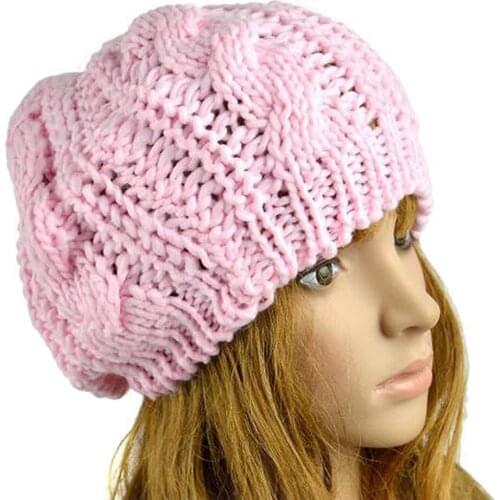 New Fashion Winter Knitted Warm Beanies Cap for Women Cotton Soft Stretch Girl Simple Solid Color Cute Skullies Outdoor Ski Hats
