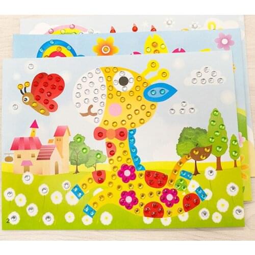Random 2 Pcs/Set Kids DIY Crystal Stickers Cartoon Diamond Painting for Kindergarten Children Handmade Toy