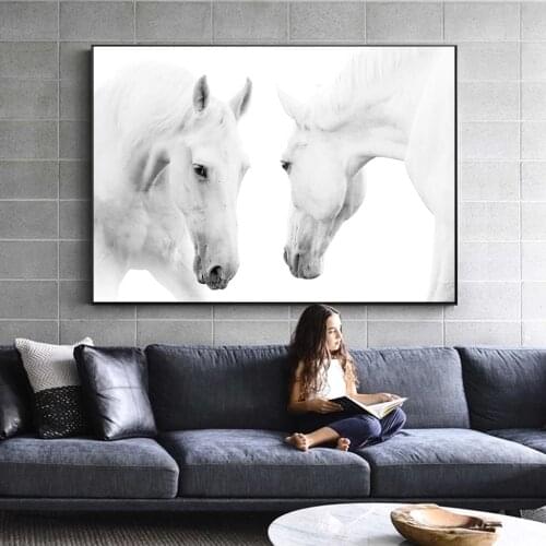 Modern Horses Wall Art Canvas Prints Animals Art Paintings Print On Canvas White Horses Posters And Prints For Living Room Decor