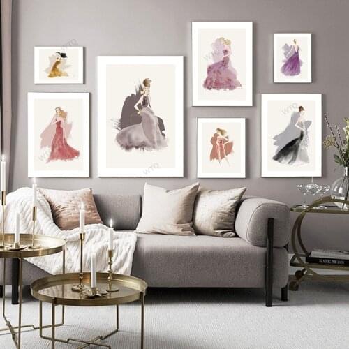 WTQ Modern Wall Decor Poster Fashion Woman Beautiful Dress Gallery Print Canvas Painting Wall Art Picture for Living Room Decor
