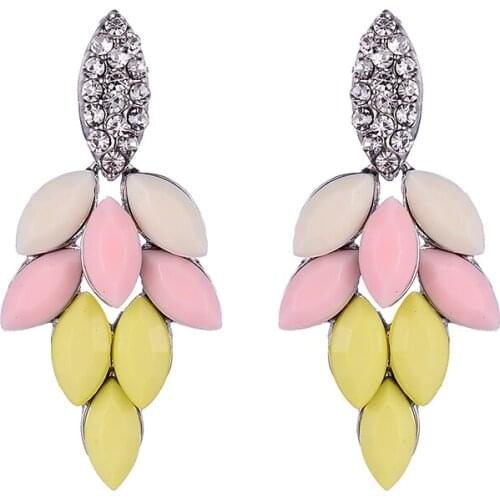 TODOX New Women stud Earrings Personality Fashion Jewelry Retro Geometric opal color Acrylic Crystal Female Elegant lady Earring