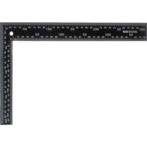 Uxcell L Square 200x300mm Steel Metric 90 Degree Angle Ruler Black for Carpenter Rafters Doors Window Framing Stair Layouts