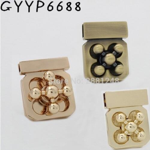 1-5sets 4colors 41x31mm Flower shape metal clasp turn locked for bag Leather Accessories handmade clasp handmade purse closure