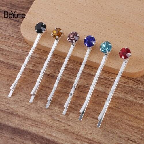 BoYuTe (16 Pieces/Lot) Mix Colors Rhinestone Barrette Hair Clip Classic Simple Design Women Hair Jewelry Accessories Wholesale