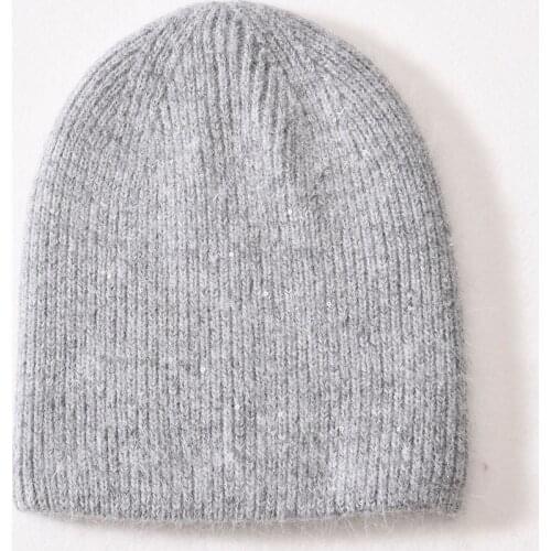 Women Hat Winter Angora Beanie Warm Autumn Slouchy Double Layers With Sequin Skiing Accessory For Sports Outdoors