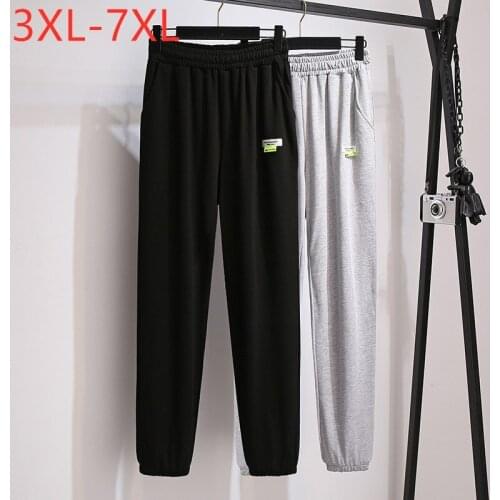 New 2021 Ladies Spring Autumn Plus Size Long Pants For Women Large Cotton Black Gray Belt Sports Trousers 3XL 4XL 5XL 6XL 7XL
