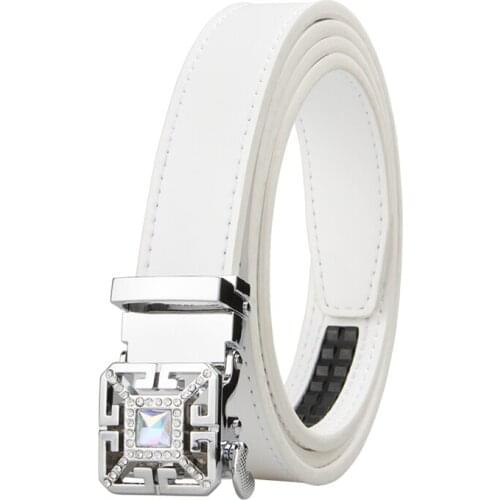 Women Leather Belt Female Casual Leather Belt Automatic Buckle Belt Jeans Diamond Decorative Waistband For Jeans