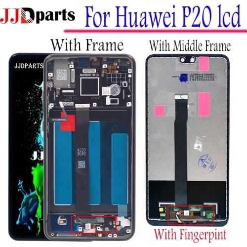 ORIGINAL For Huawei P20 LCD Display Touch Screen Digitizer Assembly Eml-l29 LCD With Frame For Huawei P20 Display Replacement