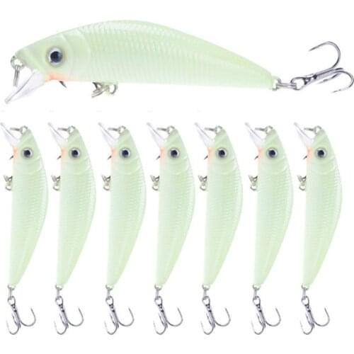 1Pcs 7cm 8g 3D Luminous Night Fishing Baits Minnow Lure With 6# Hooks Isca Artificial Hard Crankbaits Bass Pike Carp Fishing