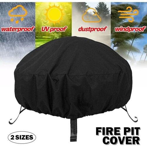 1PC Waterproof Patio Fire Pit Cover Black UV Protector Grill BBQ Shelter Round Canopy Furniture Covers Outdoor Garden Tool