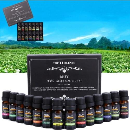 14Pcs/Set 100% Pure Plant Aromatherapy Diffusers Essential Oil 10ml Organic Body Massage Relax Fragrance Skin Care Kit