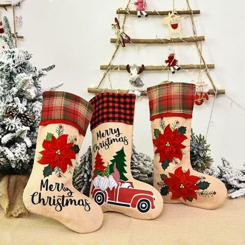 11 Types Christmas Stocking Hanging Christmas Stockings Plaid Christmas Trees Christmas Decorations for Family Holiday Party