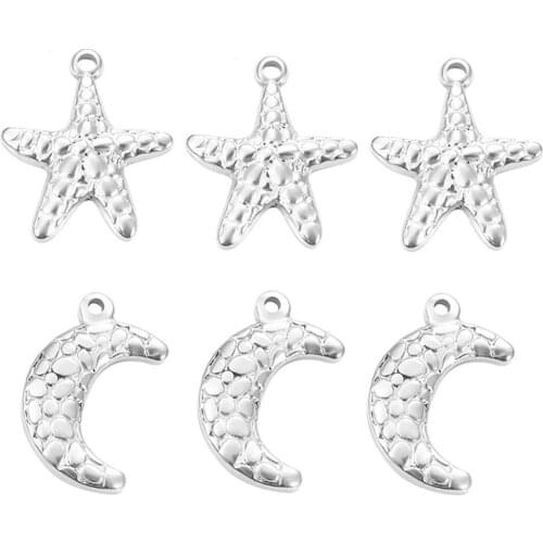 20pcs Stainless Steel Star/Moon Antique Pendant Necklace Pendulums Charms for Women Diy Jewelry Making Accessories