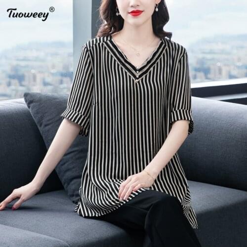 2021 Fashion Women Spring Summer Style Chiffon Blouses Women Casual short Sleeve Plus Size Print Loose Shirt Elegant Women Tops