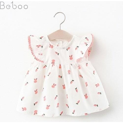 2021 New Summer Baby Girls Sleeveless Dresses Fashion Cartoon Cute Pure Cotton Korean Style Lace Dress 1-4y Childrens Clothing