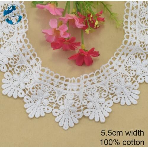 5.5cm width Cotton embroid lace sewing ribbon guipure lace african lace fabric trim warp knitting DIY Garment Accessories#3759