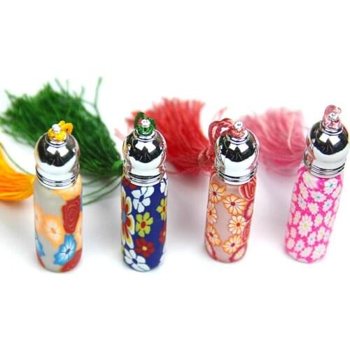 5pcs Empty 10ml Glass Roll On Bottles Polymer Clay Perfume Roller Bottle Essential Oil Vials Refillable Send Random