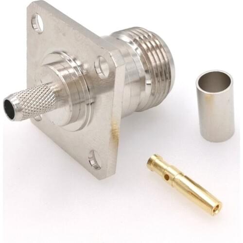 50pcs N Female Jack Panel Crimp RF Connector For RG58 LMR195 RG142 Cable