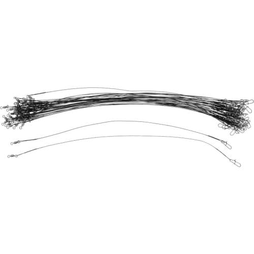 50pcs Fishing Line Leaders Wires Traces with Rolling Swivels and Nice Snaps Fishing Tackle