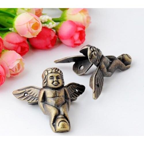 Free shipping Antique Brass Jewelry Gift Box Wood Case Decorative Feet Leg Corner Protector Home Decoration DIY