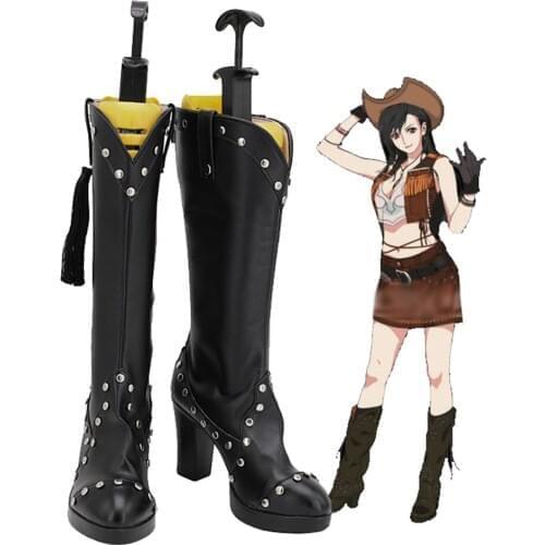 Final Fantasy VII Remake Tifa Lockhart Cosplay Shoes Boots Halloween Costumes Accessory Custom Made High Heel Custom Made