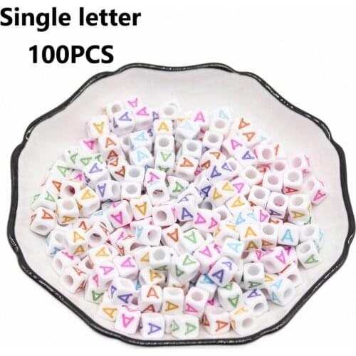 CHONGAI 100Pcs Acrylic Single Alphabet /Letter Cube Beads Mix Color For Jewelry Making DIY Loose Beads 6x6mm