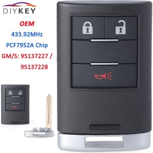 DIYKEY OEM GM/S: 95137227 / 95137228 433MHz PCF7952A Chip for Chevrolet Holden Captiva 2016 2017 2018 Smart Remote Car Key Fob