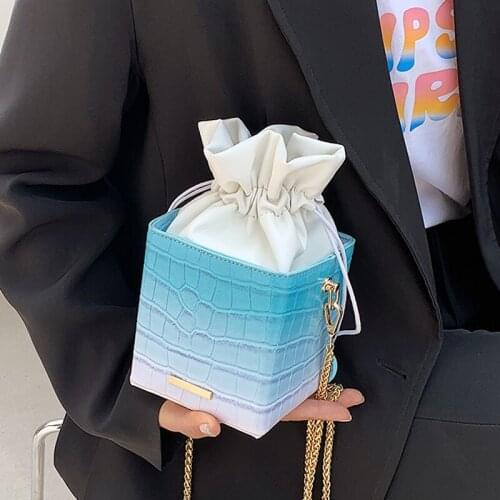 Stone Pattern Mini Box Design PU Leather Crossbody Bags 2021 Luxury Chain Shoulder Handbags Ladies Purses