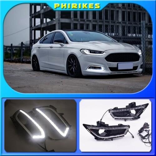 2Pcs For Ford Mondeo Fusion 2013 2014 2015 2016 LED DRL Daytime Running Lights LED Daylight Fog light waterproof