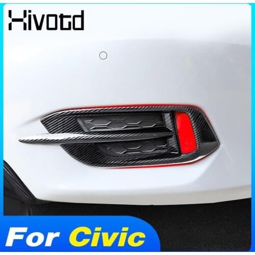 Hivotd ABS A Pair of Rear Fog lights Trim Cover Auto Styling Exterior Car Protection Accessories For Honda Civic 10th 2016-2020