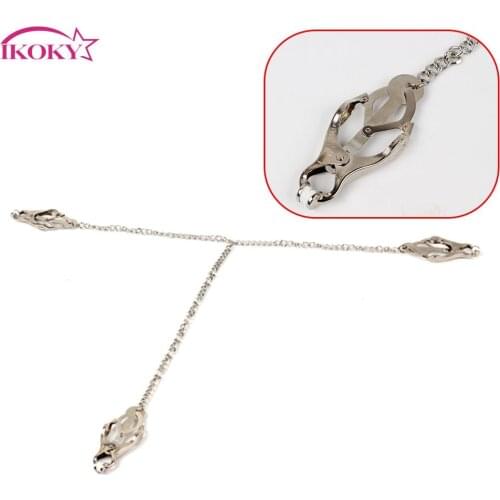 IKOKY Nipple Clamps Sex Toys for Couple Metal Chain SM Bondage Adult Games Clitoris Nipple Stimulator Fetish Breast Clips