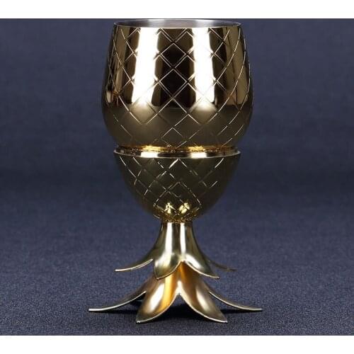 Classic Fruit Shape 80-100ml Mini Moscow Mule Glass Metal Cocktail Pineapple Cup Bar Cold Store Creative Hammer Point Drinkware