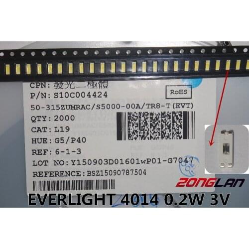 EVERLIGHT 50piece/lot for Maintenance LED LCD TV backlight Article lamp SMD LEDs 3V 4014 60MA Cold white light emitting diode