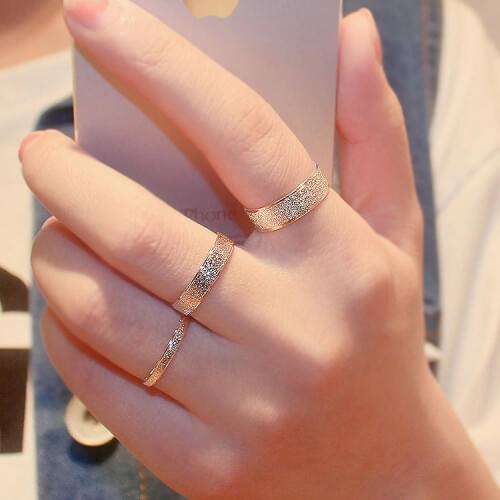 Rose Gold color Titanium Steel Simple Frosting Fine 3mm Cheap Women Ring, US Size 3 to Size10 available smaller ring size 3