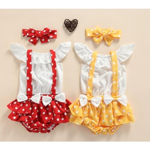3pcs Infant Baby Girls Summer Clothes Sets Solid Ruffle Sleeveless Tops Polka Dot Shorts Headband Outfits 0-24M