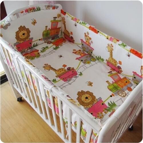 6PCS Lion Baby Crib Cot Bedding Set Cot Bumper Sheet Crib Protector Cushions tour de lit bébé (4bumpers+sheet+pillow cover)