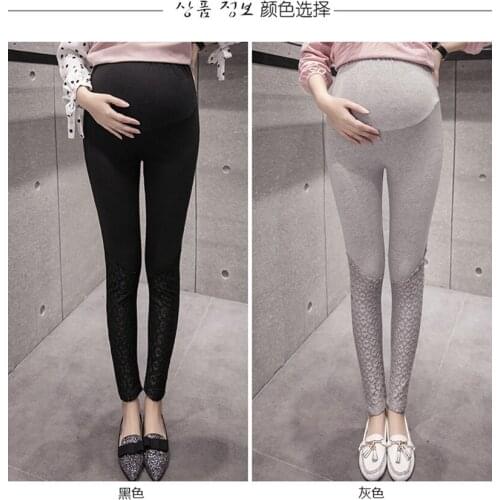 Korean version of the new spring pants side lace pregnant women leggings cotton stomach lift was thin pregnant pants