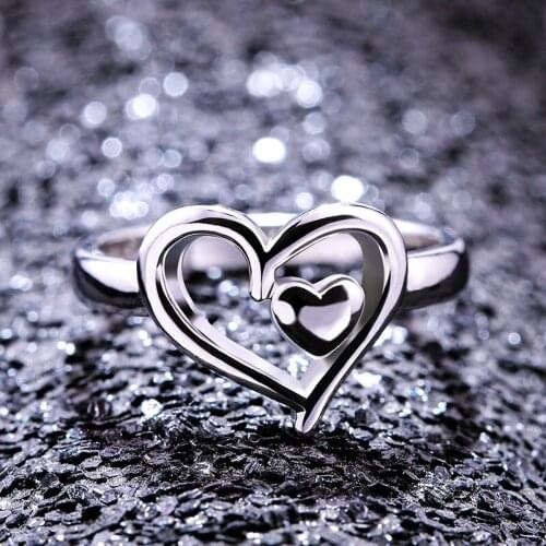 Beautiful Silver Rings Wedding Band Couples Heart Ring Bride Size 6 7 8 9 10 Jewelry Accessories Valentines Gift aneis feminino