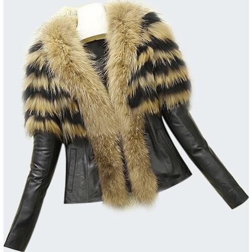 Plus Size S-6X Autumn Winter Women Faux Fur Coat Female Slim Fit Zipper PU Leather Jacket Fluffy Patchwork Outerwear Overcoats