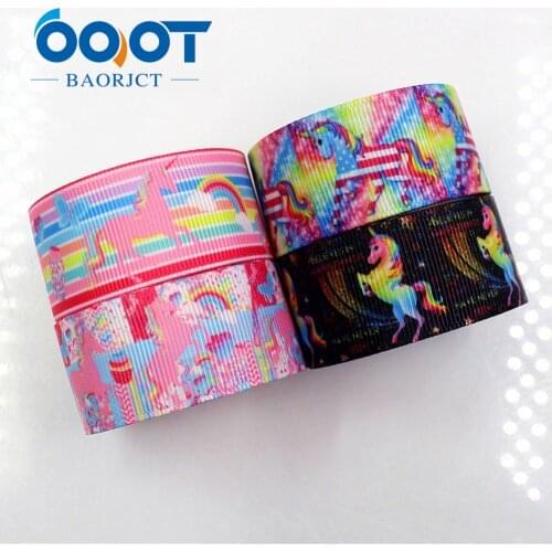 OOOT BAORJCT 1712133 25 mm 10 yard Cartoon horse Ribbons Thermal transfer Printed grosgrain Wedding Accessories DIY material
