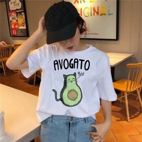 Kawaii Cartoon Graphic Tshirts Girls Tops Tees Female Cute Avocado women summer t-shirt Funny Print short sleeve t-shirt