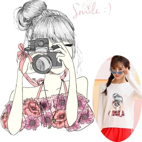 Pulaqi Fashion Girl Iron-On Heat Transfers Vynil Heat Transfer wholesale Ironing Stickers T-shirt Thermal Patches For Clothing F