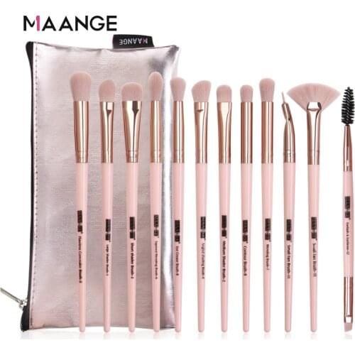 MAANGE Pro 6/12pcs Eye Makeup Brushes Set With Cosmestic Bag Rose Gold Make Up Brush Eyeshadow Blending Make Up Brush Maquiagem