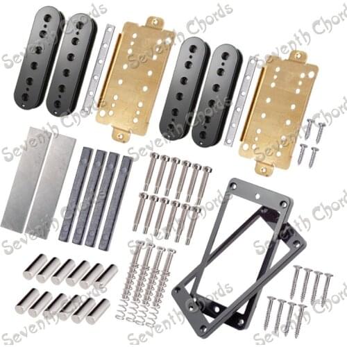 A Set magnetized Alnico 5 Bar Magnet Double coil Humbucker Pickup Kits Producing Accessories/Bobbin/Baseplate/Pole Slug