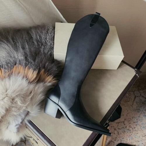 New winter Mid-Calf boots Genuine leather Women boots Knight boots Motorcycle boots warm cowhide outdoor snow boots Women