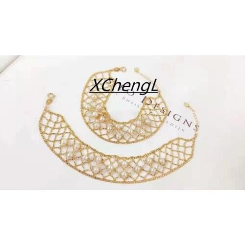 New fashion 18k real gold pearl lace bracelet jewelry for lady&women&gift